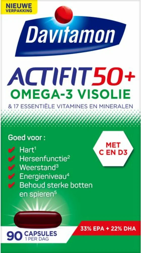 4x Davitamon Actifit 50+ Omega-3 Visolie 90 capsules