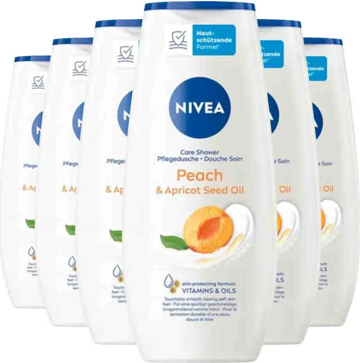 6x NIVEA Douchegel Peach & Apricot Seed Oil 250 ml