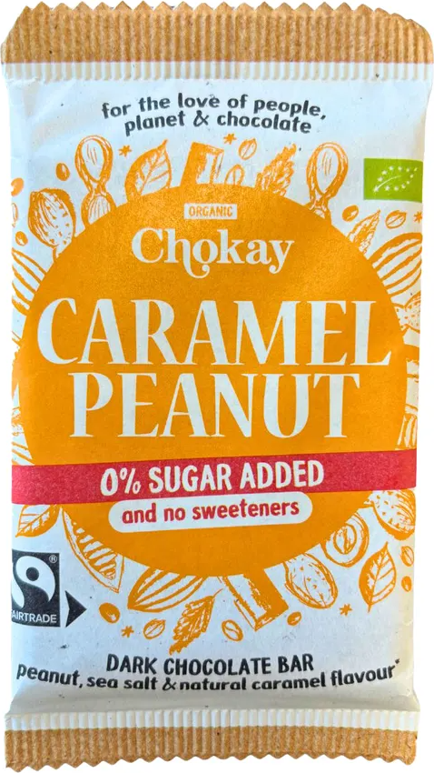 Chokay Caramel Peanut 0% Sugar Chocolate Bar 70GR