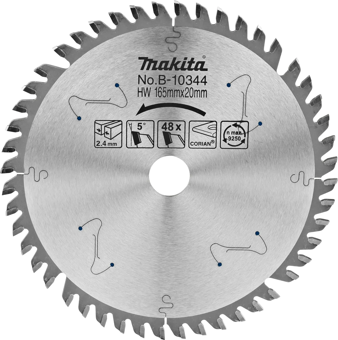 Makita B-10344 Invalcirkelzaagblad Corian® | 165 x 20 mm | 48-tands