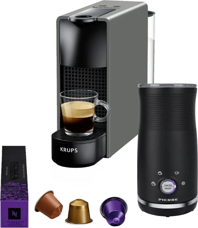 Krups Nespresso Essenza Mini XN110B Grijs + Pierre Melkopschuimer