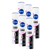 6x NIVEA Deodorant Spray Invisible For Black & White Clear 150 ml
