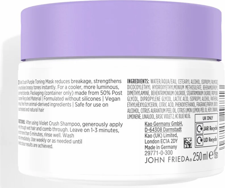 3x John Frieda Violet Crush Purple Toning Haarmasker 250 ml