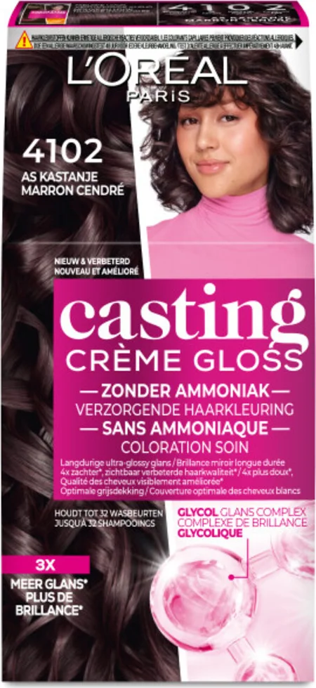2x L'Oréal Casting Crème Gloss Semi-Permanente Haarkleuring 4102 Parelmoer Kastanjebruin