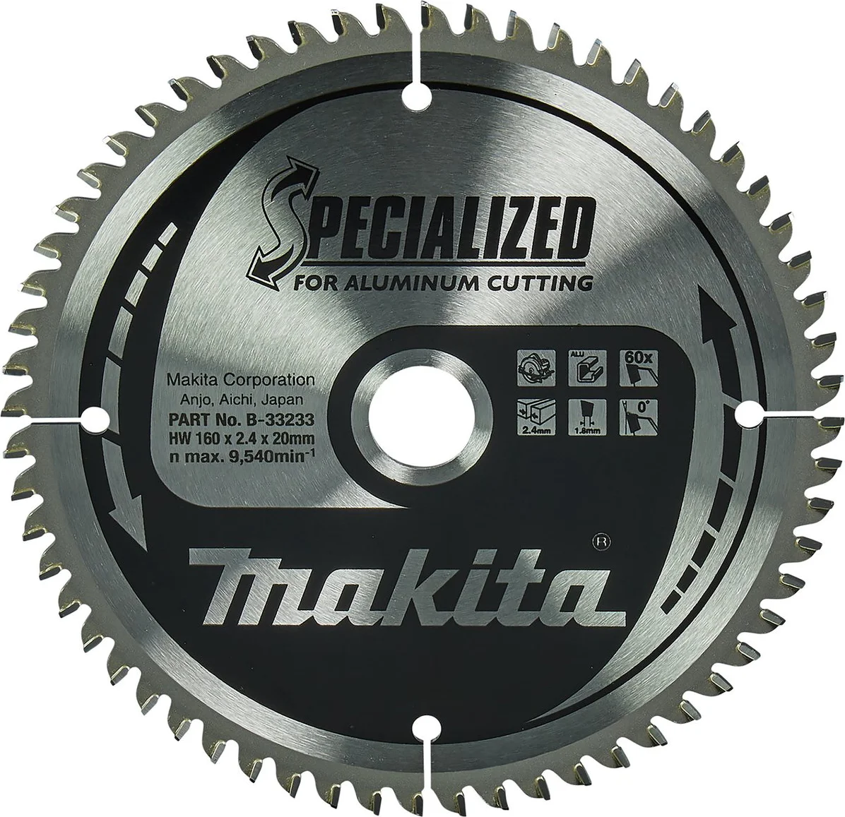 Makita B-33233 Cirkelzaagblad Aluminium | Specialized | 160 x 20 mm | 60-tands