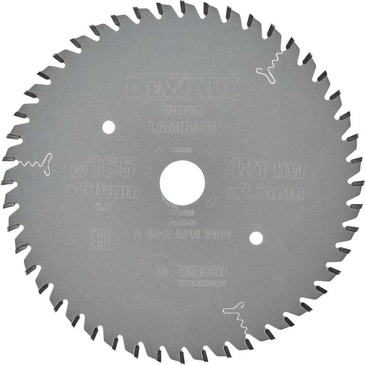 DeWALT Cirkelzaagblad voor Laminaat | Extreme | Ø 165mm Asgat 20mm 48T - DT1086-QZ