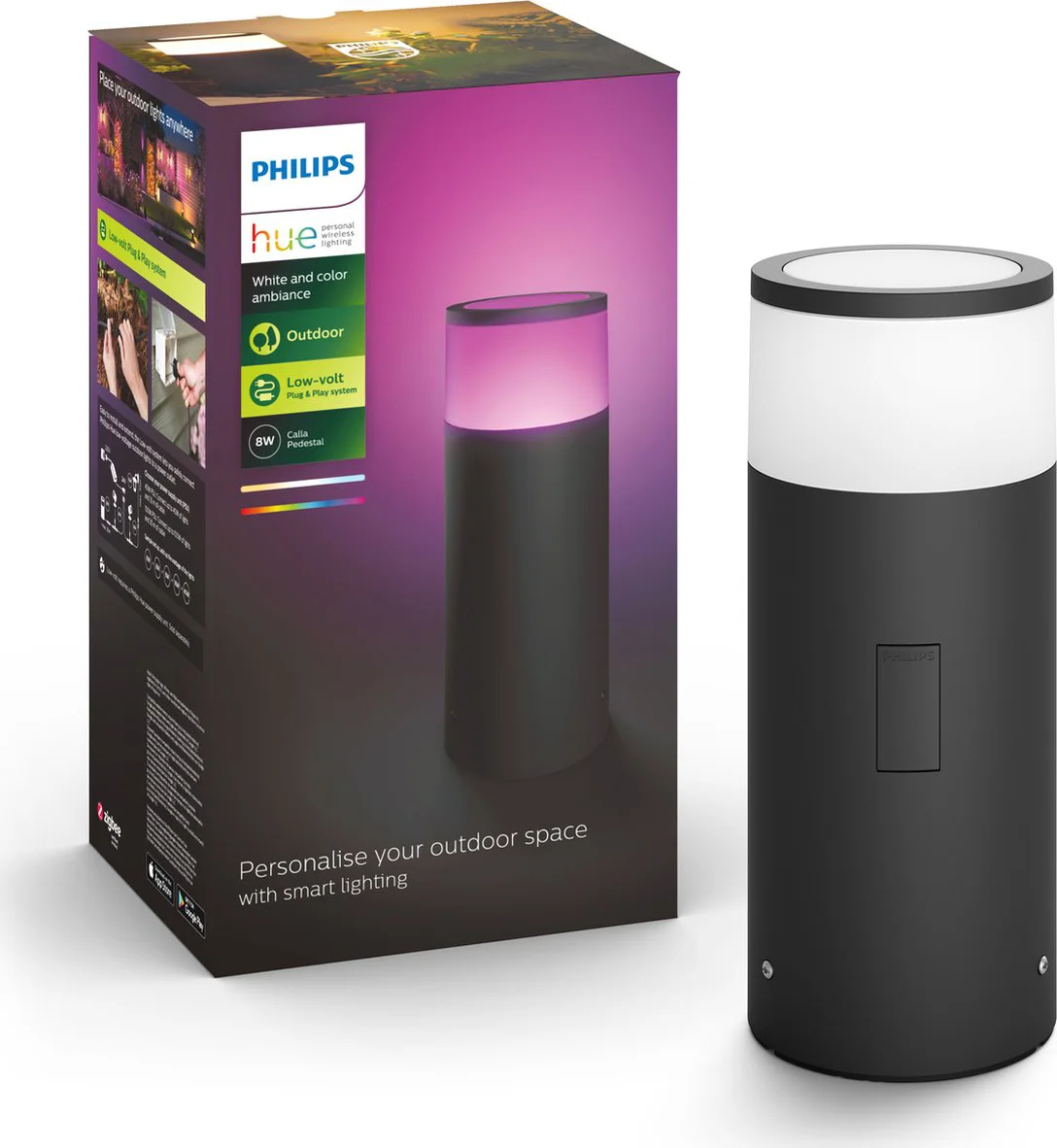Philips Hue Calla sokkellamp White and Color zwart laag uitbreiding