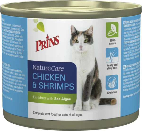 Prins NatureCare Kattenvoer Nat Kip & Garnaal 200 gr