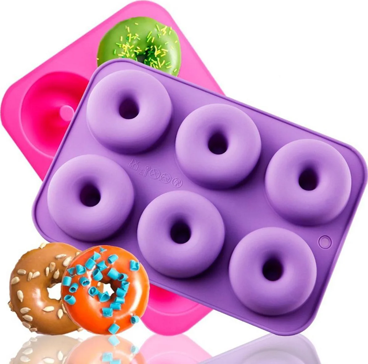 Siliconen donut bakvorm / mal - Zelf donuts maken! - SEC - 27 x 18 x 4 CM