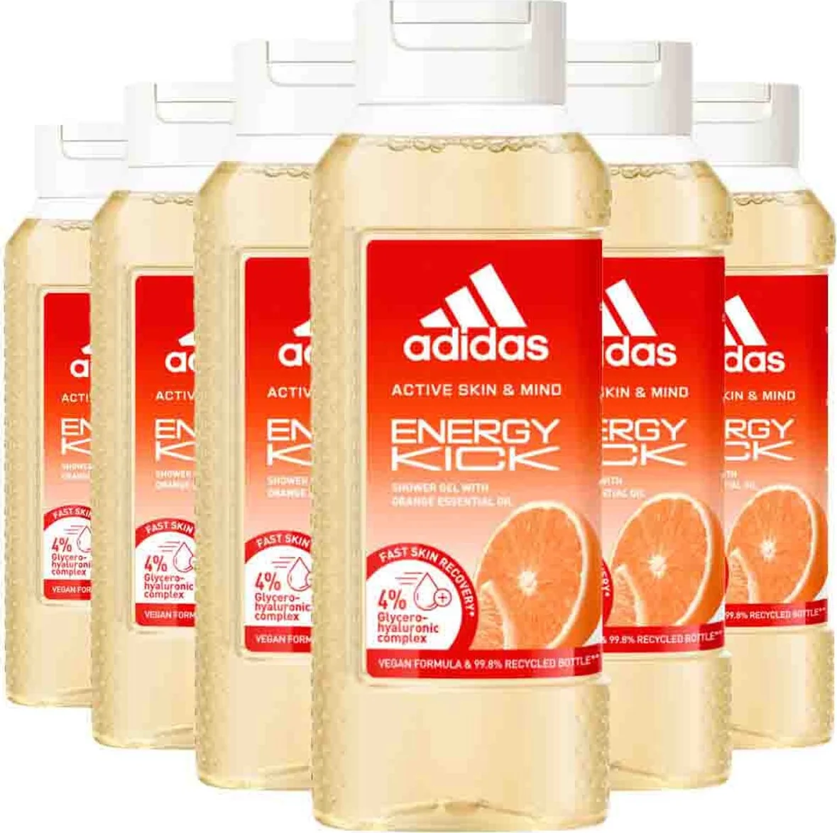 6x Adidas Shower Gel Active Skin & Mind Energy Kick W 250 ml