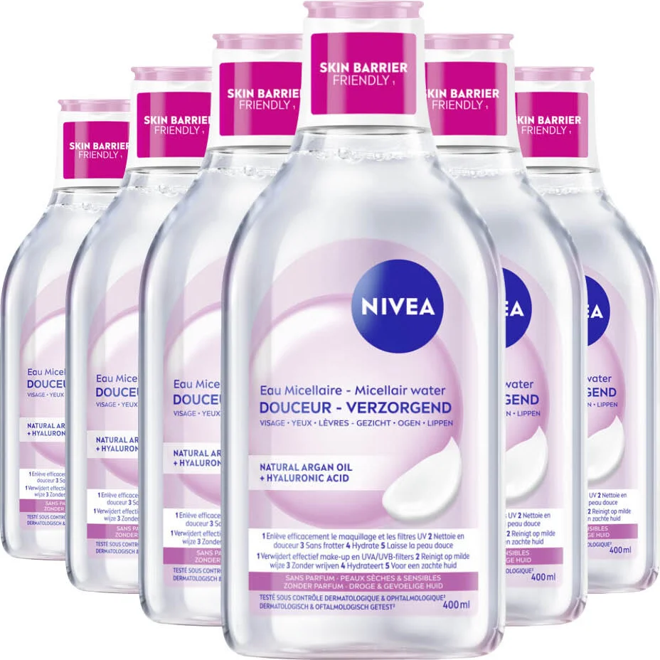 6x NIVEA Caring Micellair Water Droge Huid 400 ml