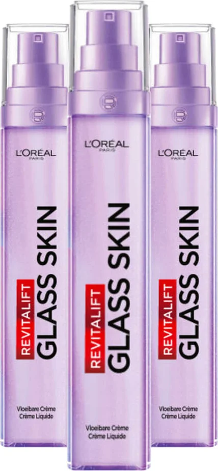 3x L'Oréal Revitalift Filler Glass Skin Vloeibare Crème 50 ml