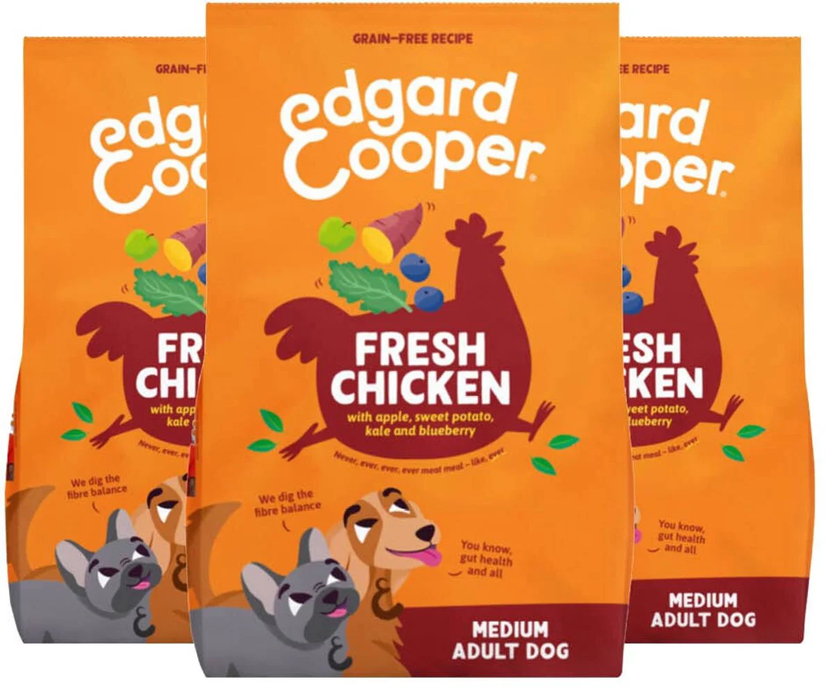 3x Edgard & Cooper Hondenvoer Droog Kip Medium 1 kg