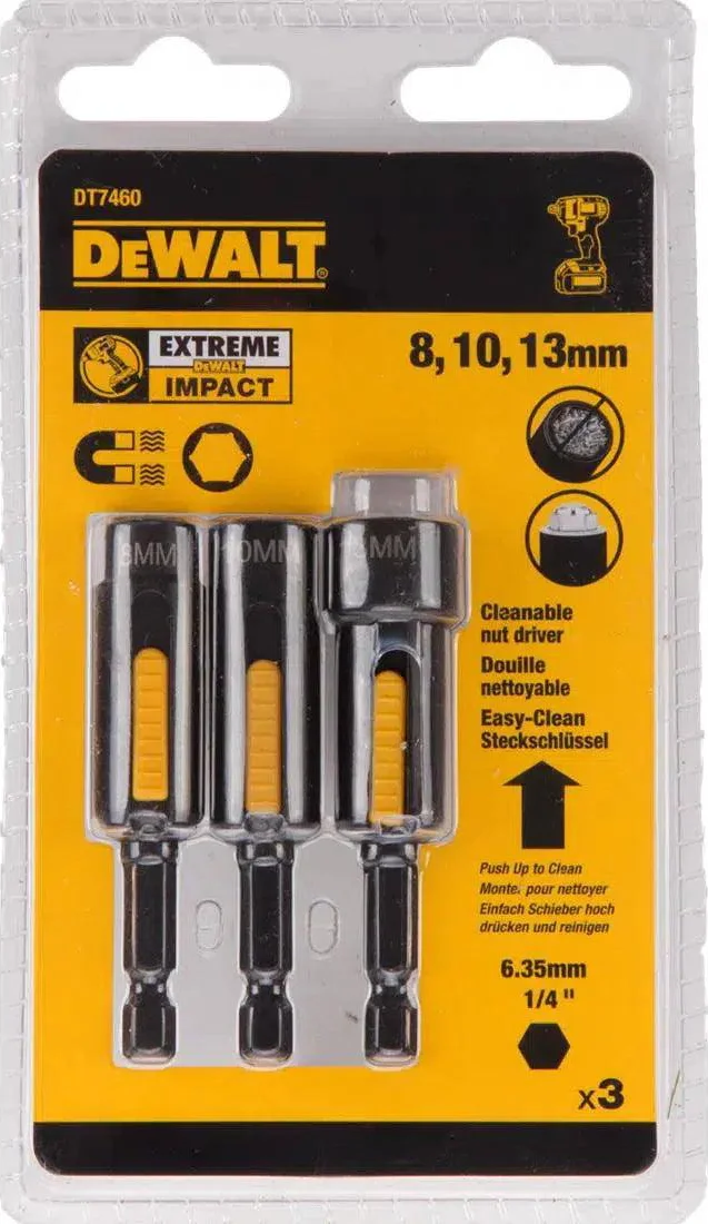 DeWALT DT7460 IMPACT Magnetisch zeskantdopset 8, 10, 13 mm