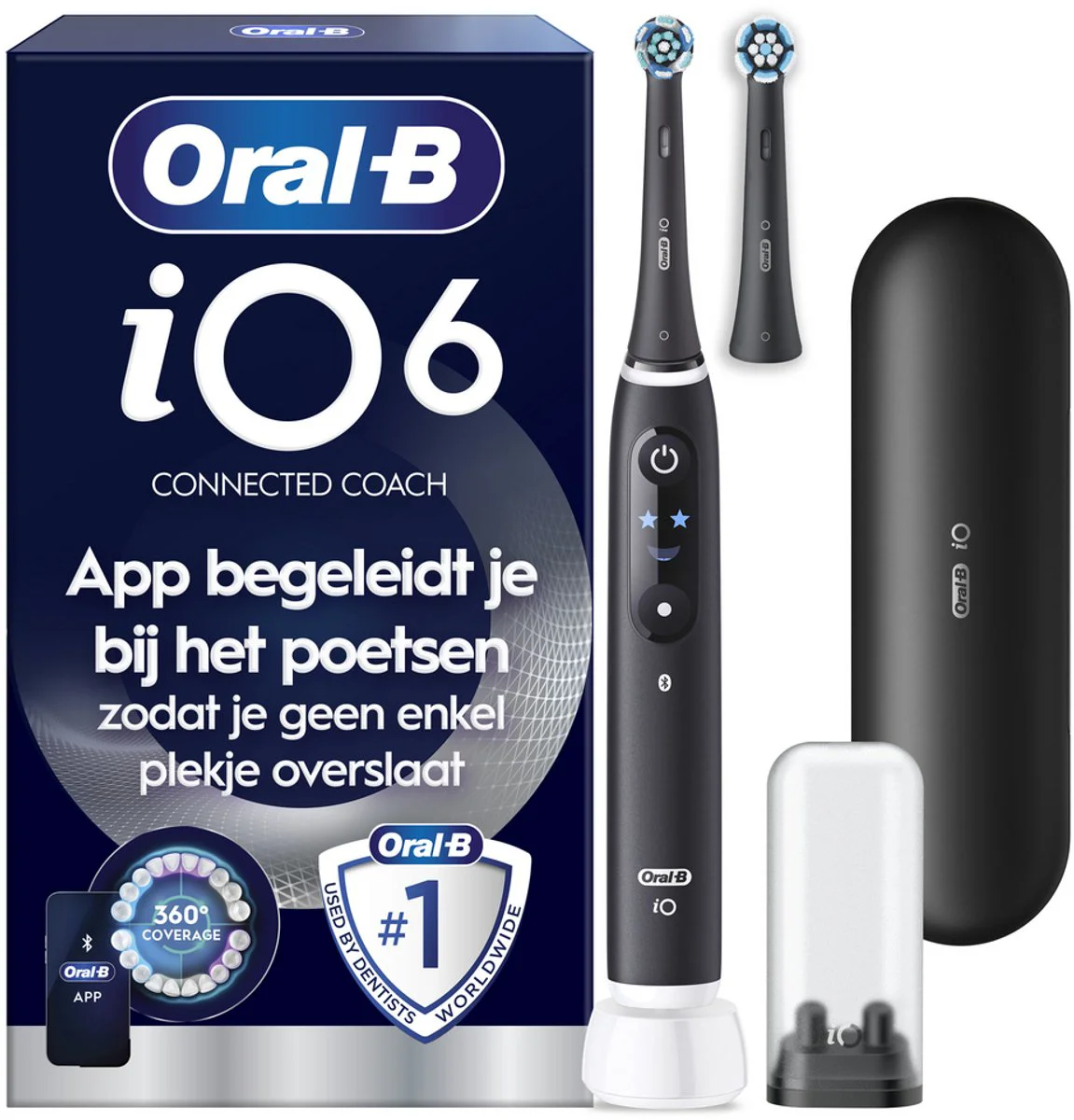 Oral-B iO 6N Zwart + extra iO Gentle Care opzetborstel