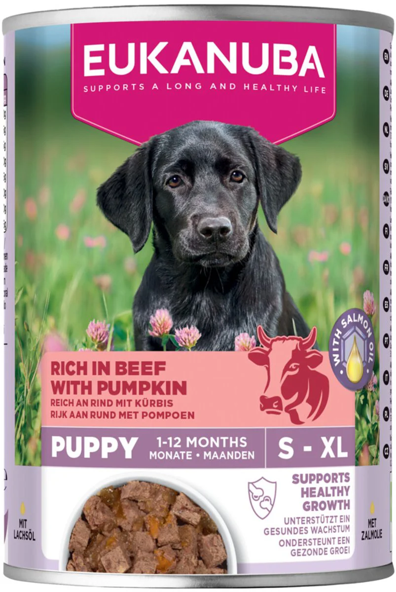 6x Eukanuba Hondenvoer Nat Life Care Dog Puppy Rund en Pompoen 400 gr