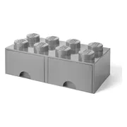 LEGO Steengrijze opslagsteen met 8 noppen en 2 lades
