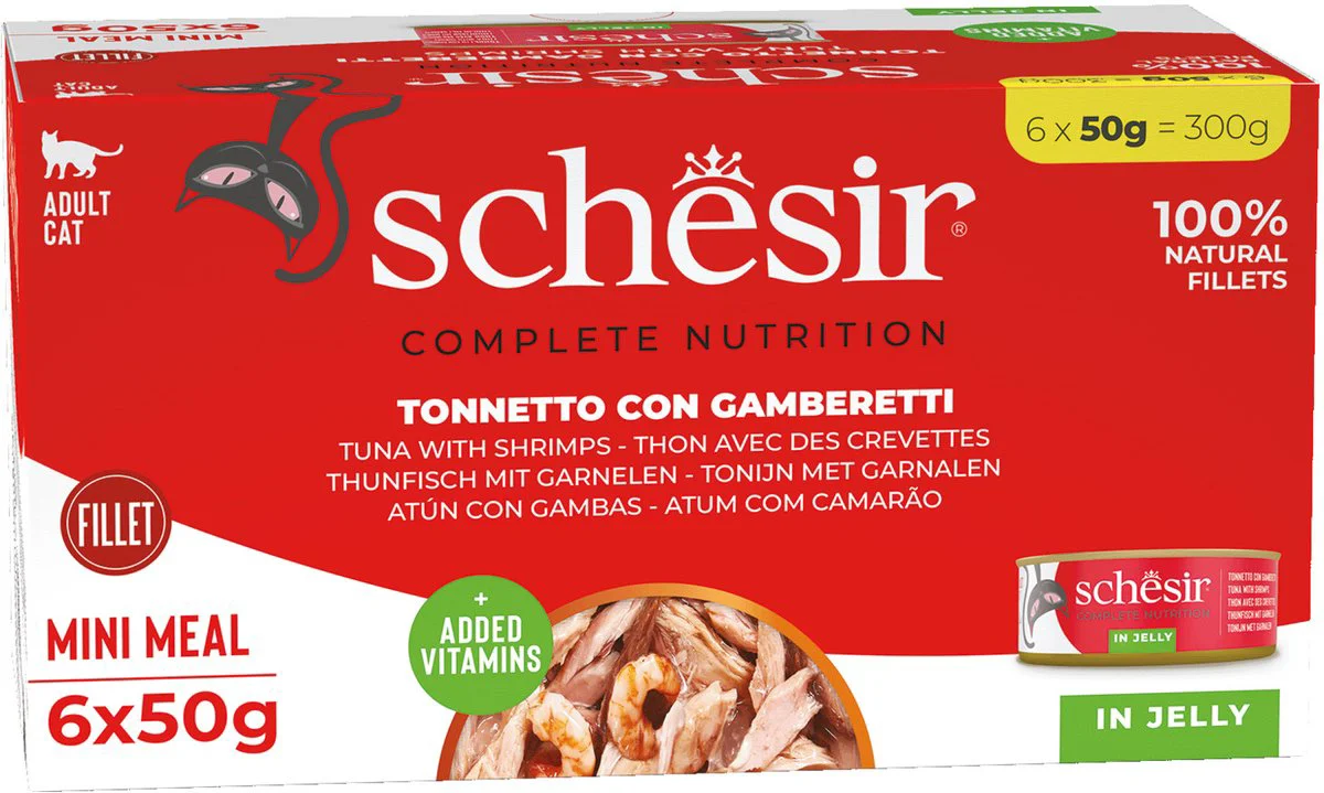 Schesir Kattenvoer Tonijn - Garnaal 6 x 50 gr