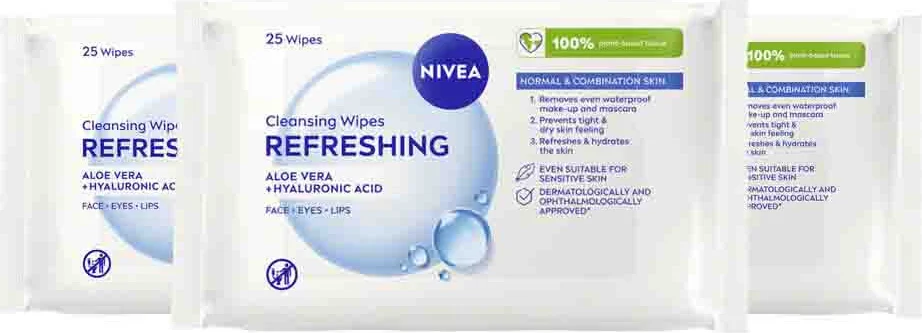 3x NIVEA Reinigingsdoekjes Normale Huid 25 stuks