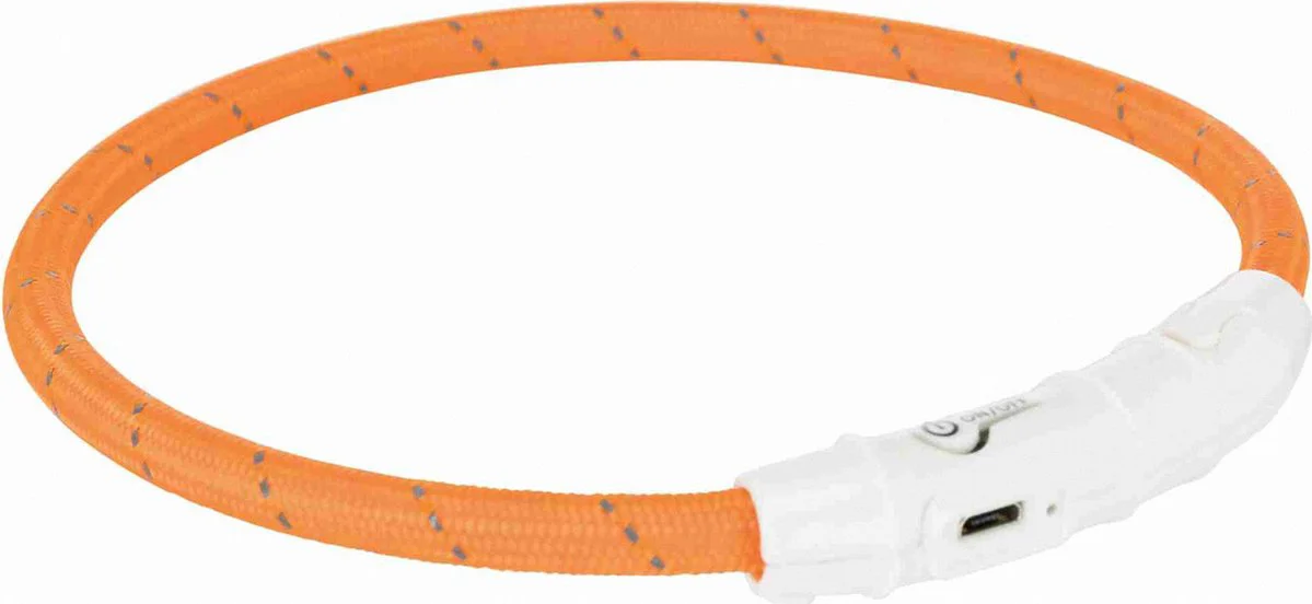 Trixie Halsband Hond Flash Lichthalsband Usb Tpu / Nylon Oranje - 45X0.7 CM