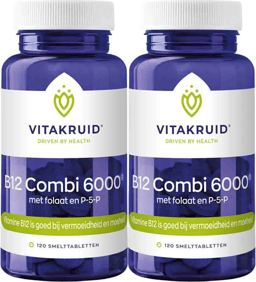 2x Vitakruid B12 Combi 6000 met folaat en P-5-P 120 tabletten
