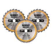 DeWALT DT1963 Cirkelzaagbladen Set 250mm (2X 24T 1X 48T)