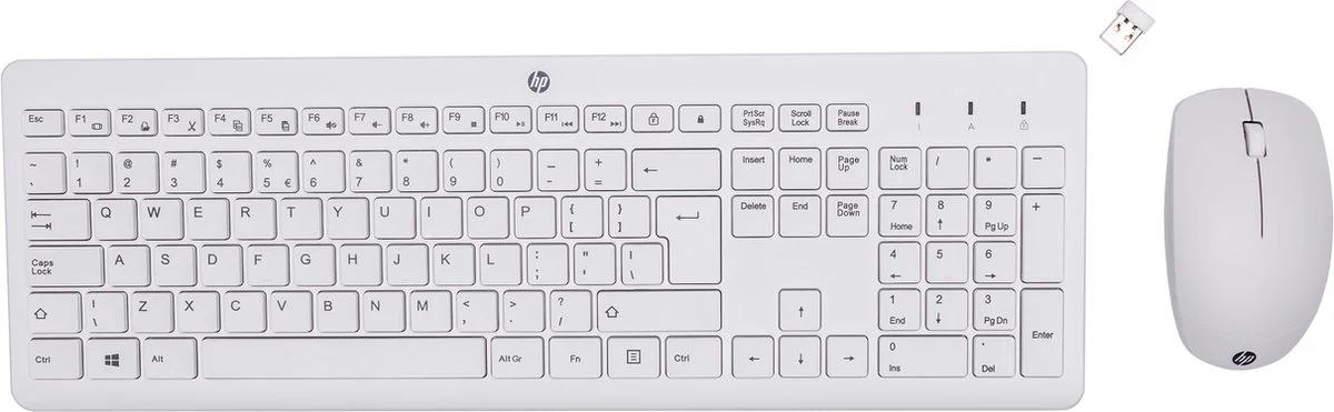 HP 230 Draadloos Toetsenbord en Muis Wit QWERTY