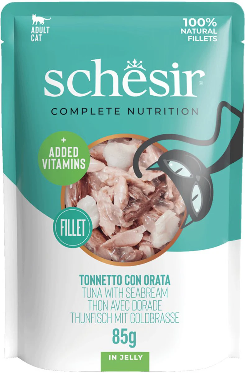 12x Schesir Kattenvoer Tonijn - Zeebrasem in Gelei 85 gr