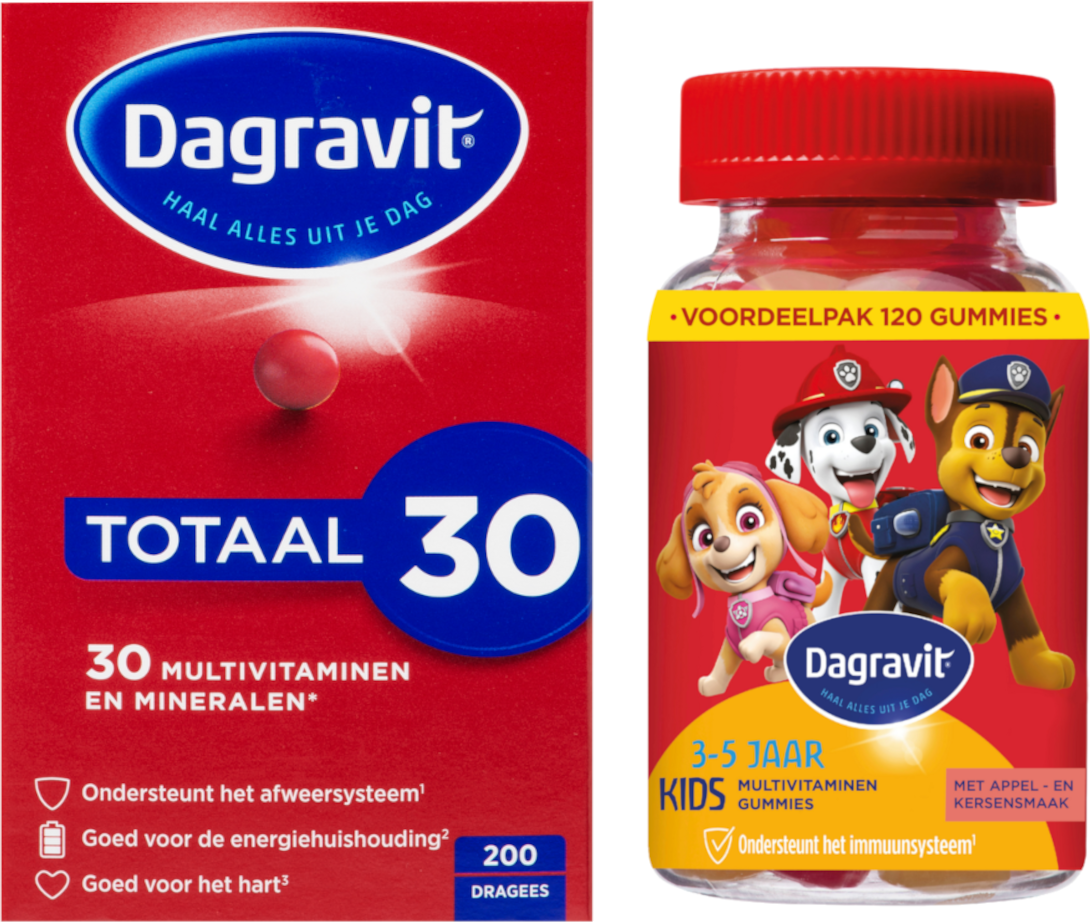 Dagravit Family Pack Totaal 30 + Kids Multivitaminen Gummies 2 Stuks