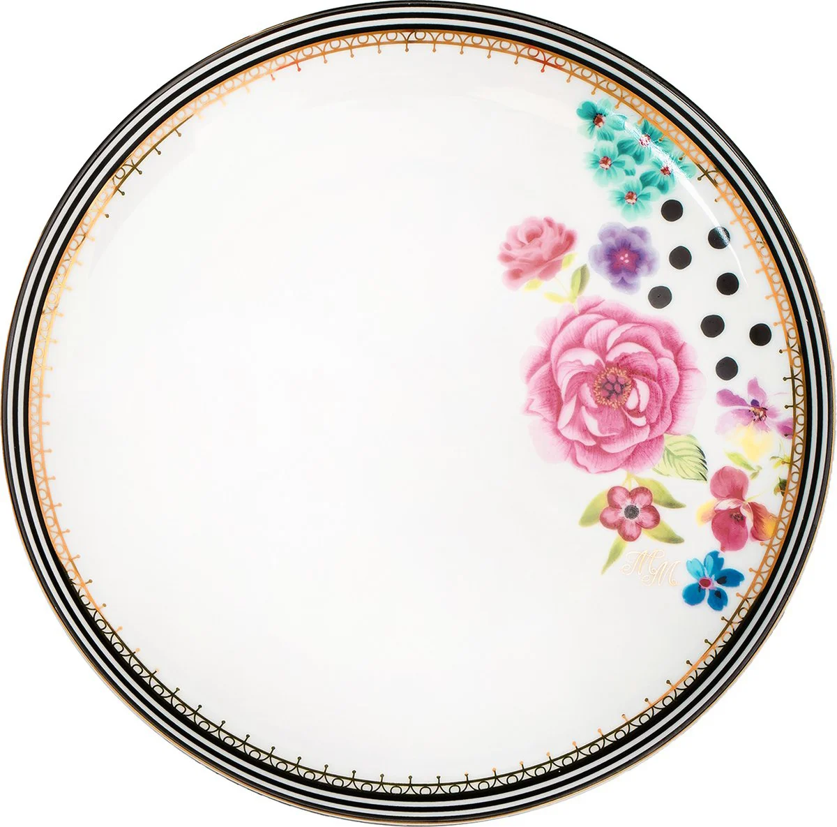 Melli Mello - Nora - Dinerbord 27 cm - Porselein - Bloemenprint - Gouden Rand