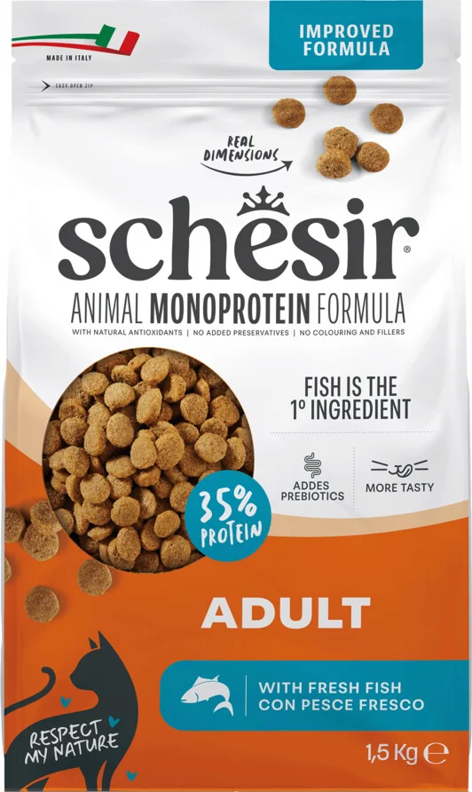 6x Schesir Monoproteïne Kattenvoer Droog Vis 1,5 kg
