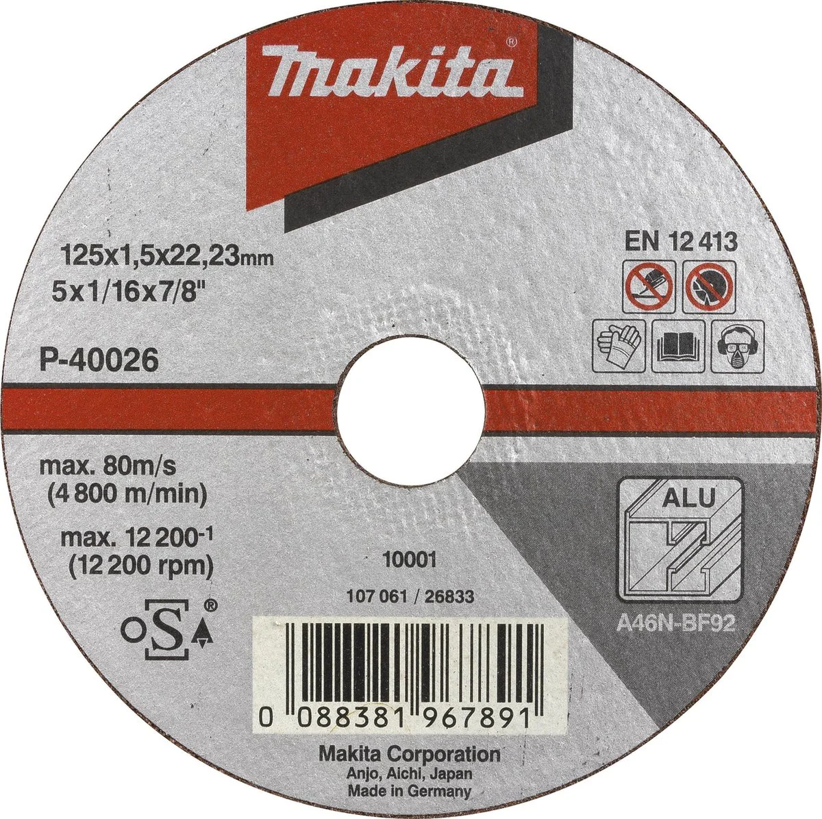 Makita B-45369 Doorslijpschijf Aluminium | 230 x 22,23 1,9 mm | 10 stuks