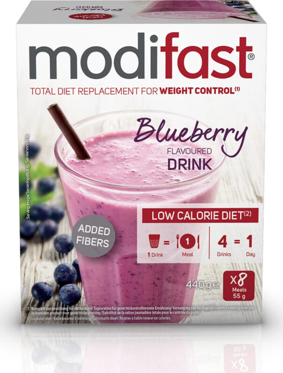 8x Modifast Weight Control Milkshake Blueberry 8 x 55 gr