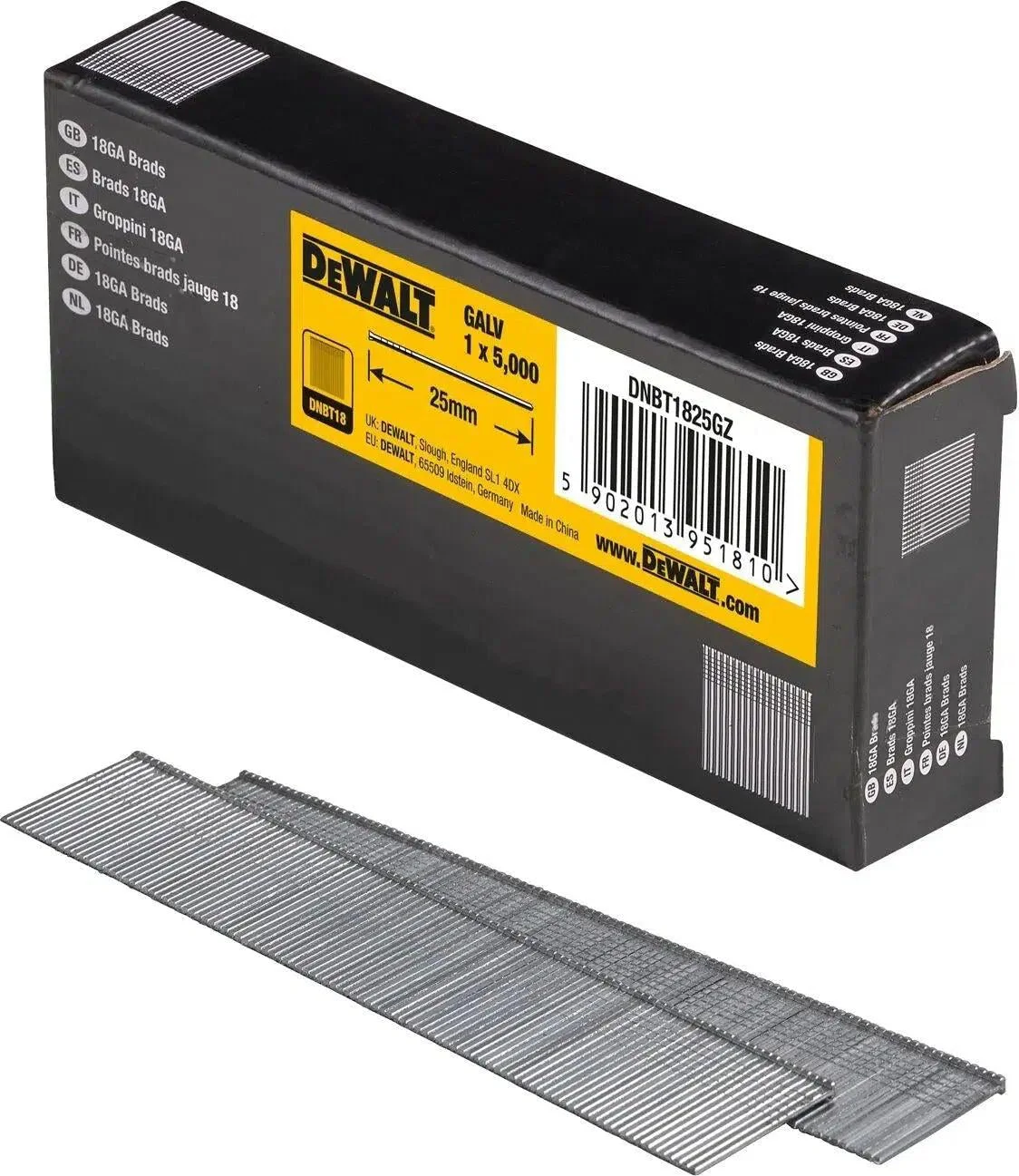 DeWALT DNBT1825GZ 1.25x25mm VE=5000 18 Gauge GAL Spijkers