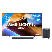 Philips Ambilight 77'' OLED760 4K (2025) + JBL Bar 500 MK2 Zwart