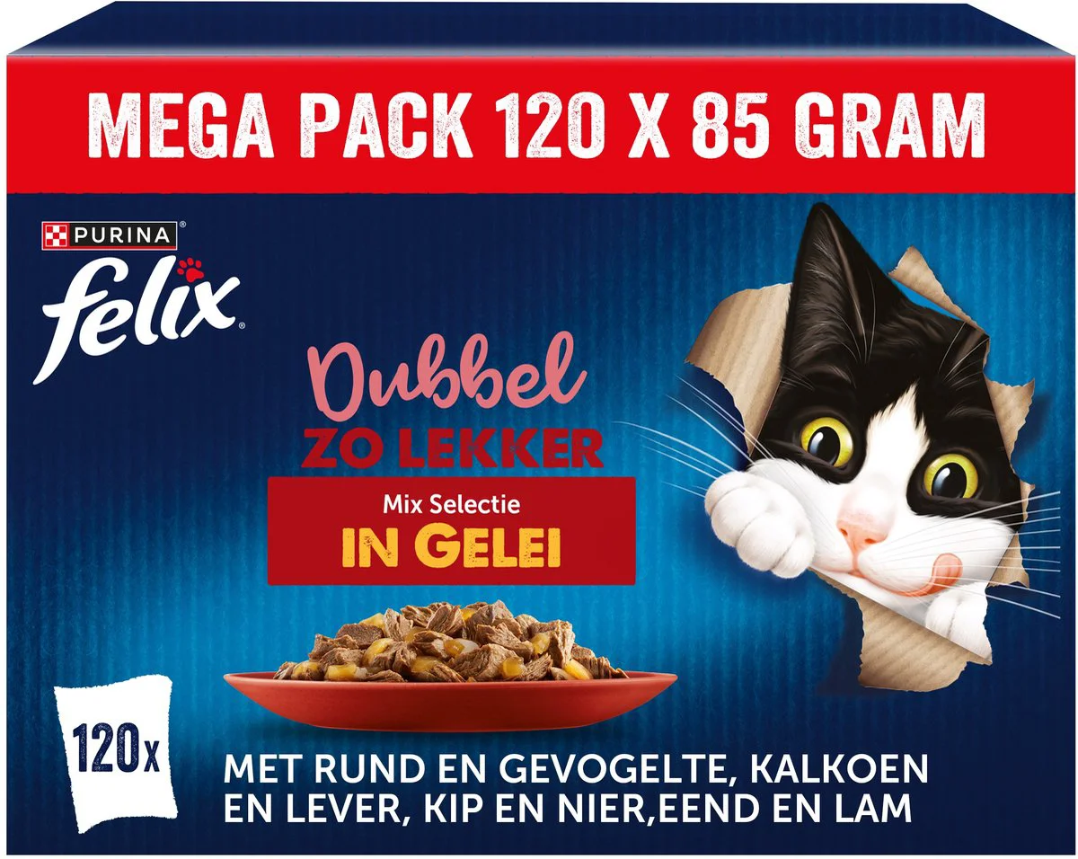 Felix Kattenvoer Nat Pouch Gelei Mix Dubbel Zo Lekker Country Side Multipack 120 x 85 gr