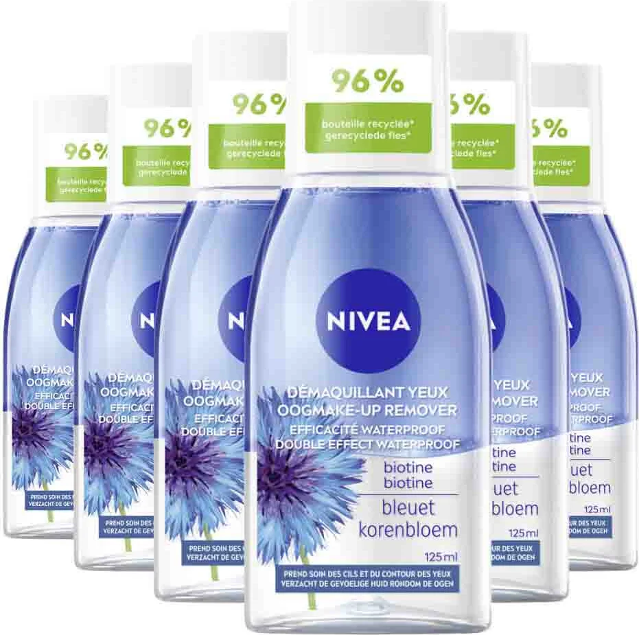 6x NIVEA Oogmake-Up Remover Double Effect Waterproof 125 ml