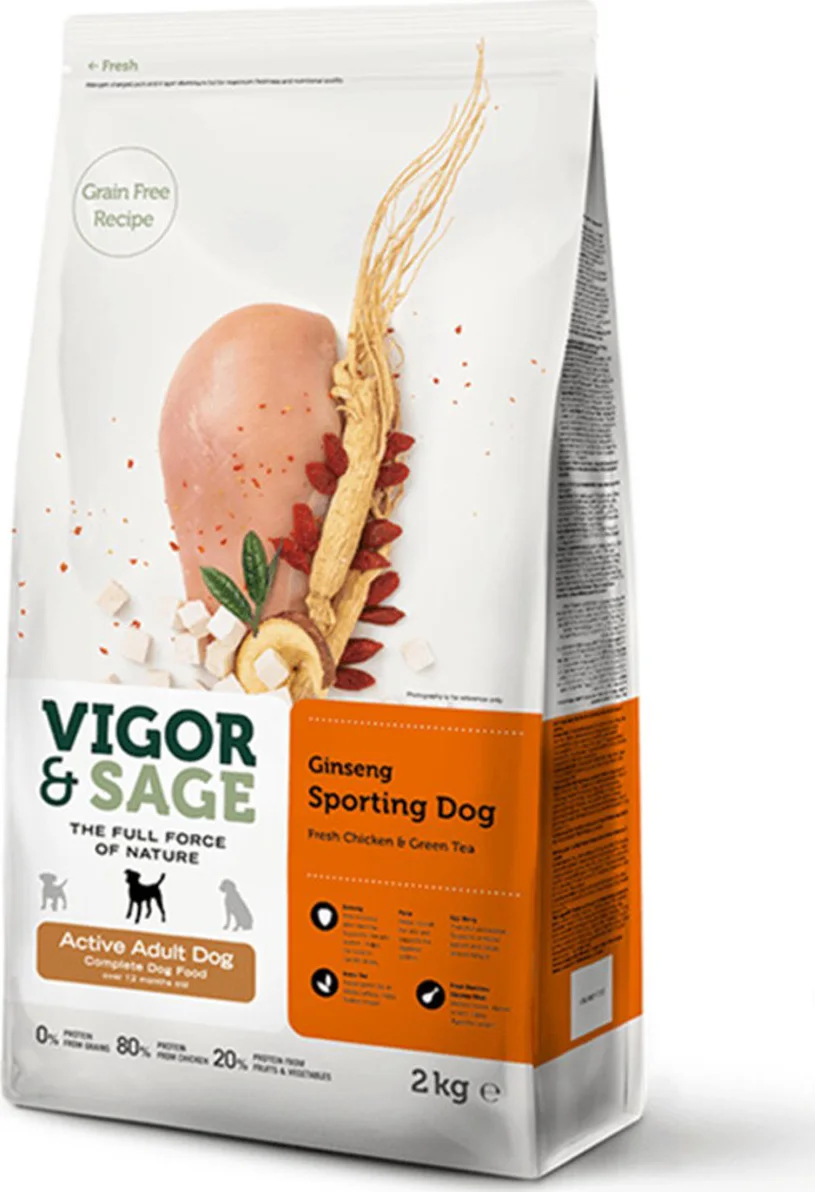 Vigor & Sage Hondenvoer Sport en Actief Ginseng 2 kg