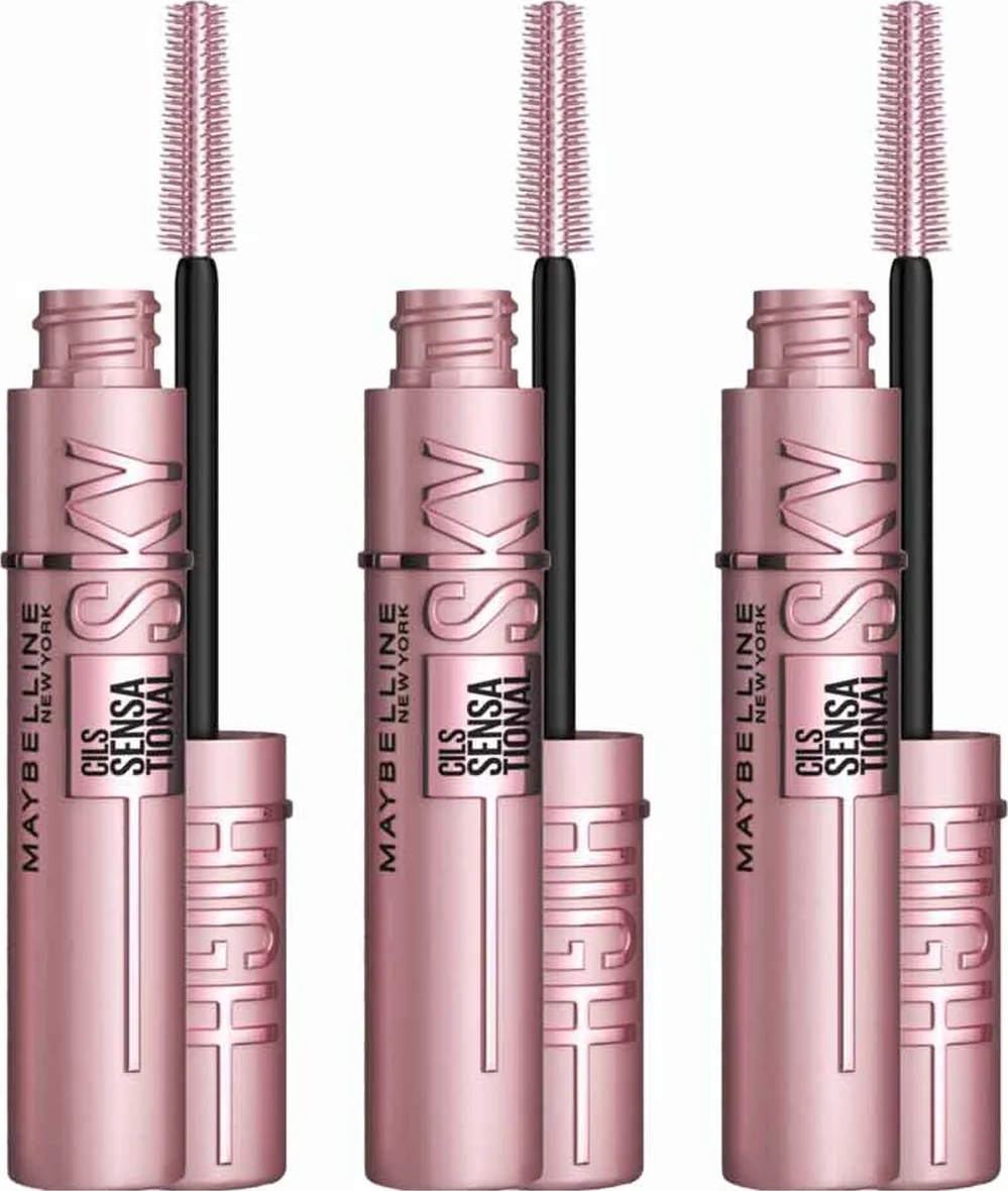 3x Maybelline Lash Sensational Sky High Mascara Space Diamond - Glitter Topcoat 7,2 ml