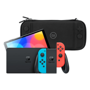 Nintendo Switch OLED Blauw/Rood + BlueBuilt Beschermhoes