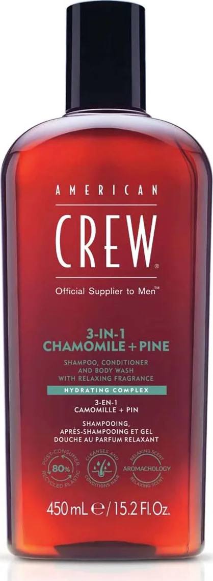 American Crew 3-in-1 Chamomile + Pine Shampoo, Conditioner & Bodywash 450ML