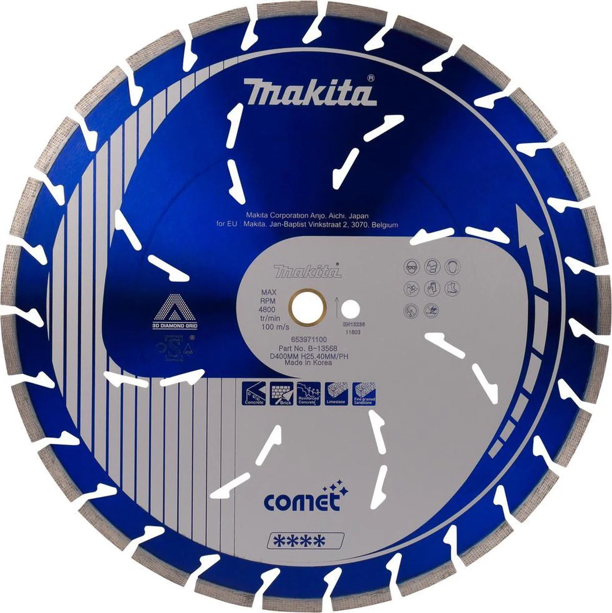 Makita B-13568 Diamantschijf | 400 x 25,4 x 3,2 mm | + reduceerring 20 mm