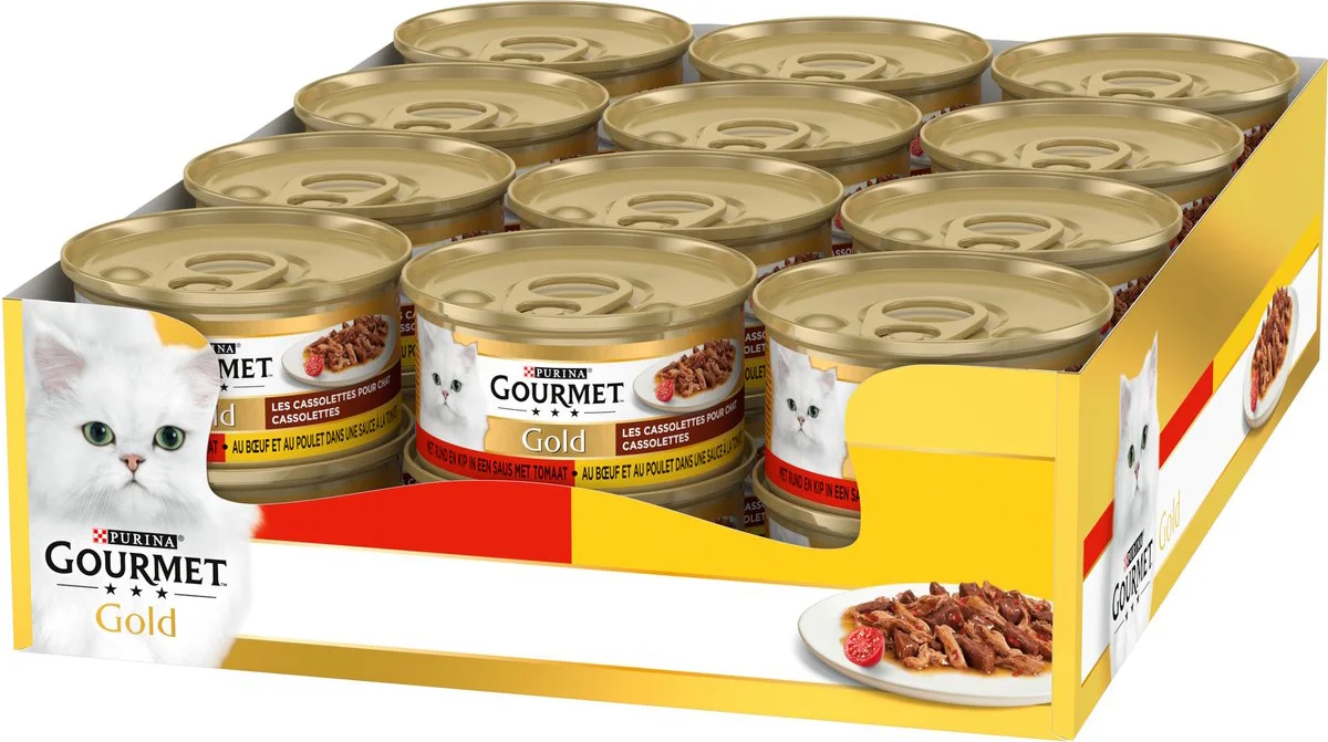 24x Gourmet Gold Kattenvoer Nat les Cassolettes Rund 85 gr