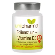 Unipharma Foliumzuur + Vitamine D3 Tabletten 120st 120TB