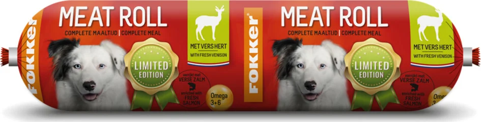 Fokker Meat Roll Hondenvoer Nat Hert - Zalm 800 gr