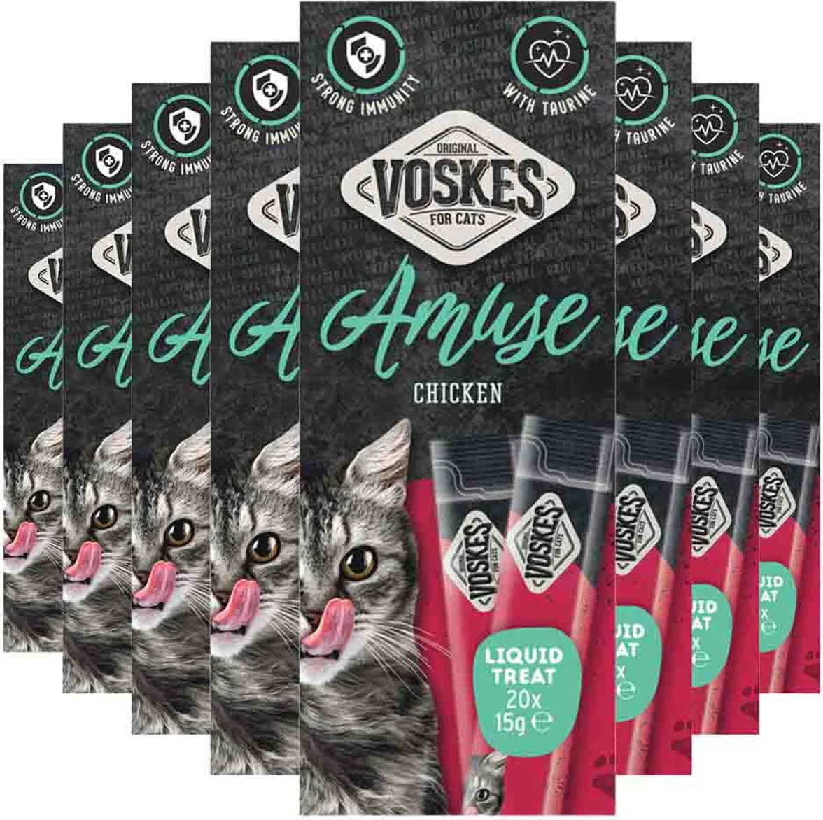 8x Voskes Kattensnack Liquid Treat Kip 20x15 gr