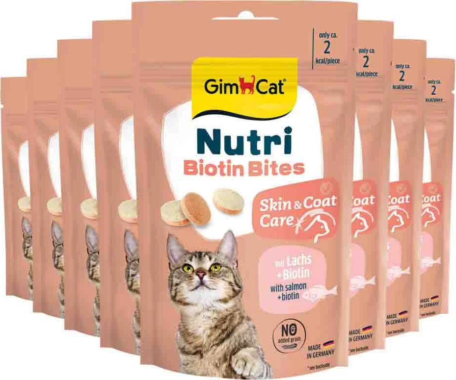 8x GimCat Kattensnack Nutri Biotin Bites 40 gr