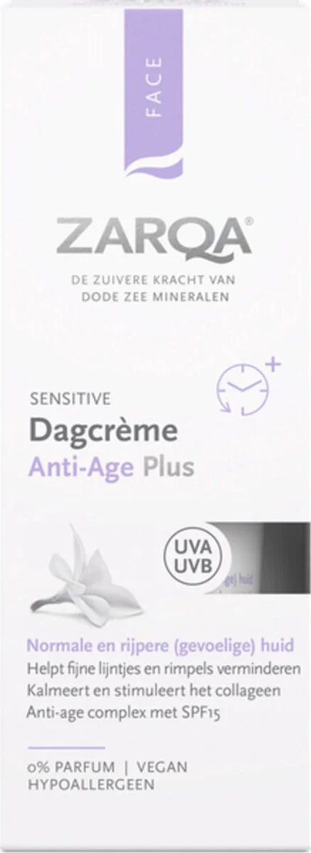Zarqa Sensitive Dagcrème Anti-Age Plus 0% Parfum SPF15 50ML