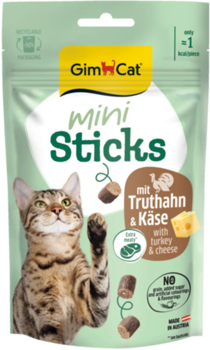 GimCat Mini Sticks Kattensnack Kalkoen & Kaas 50 gr