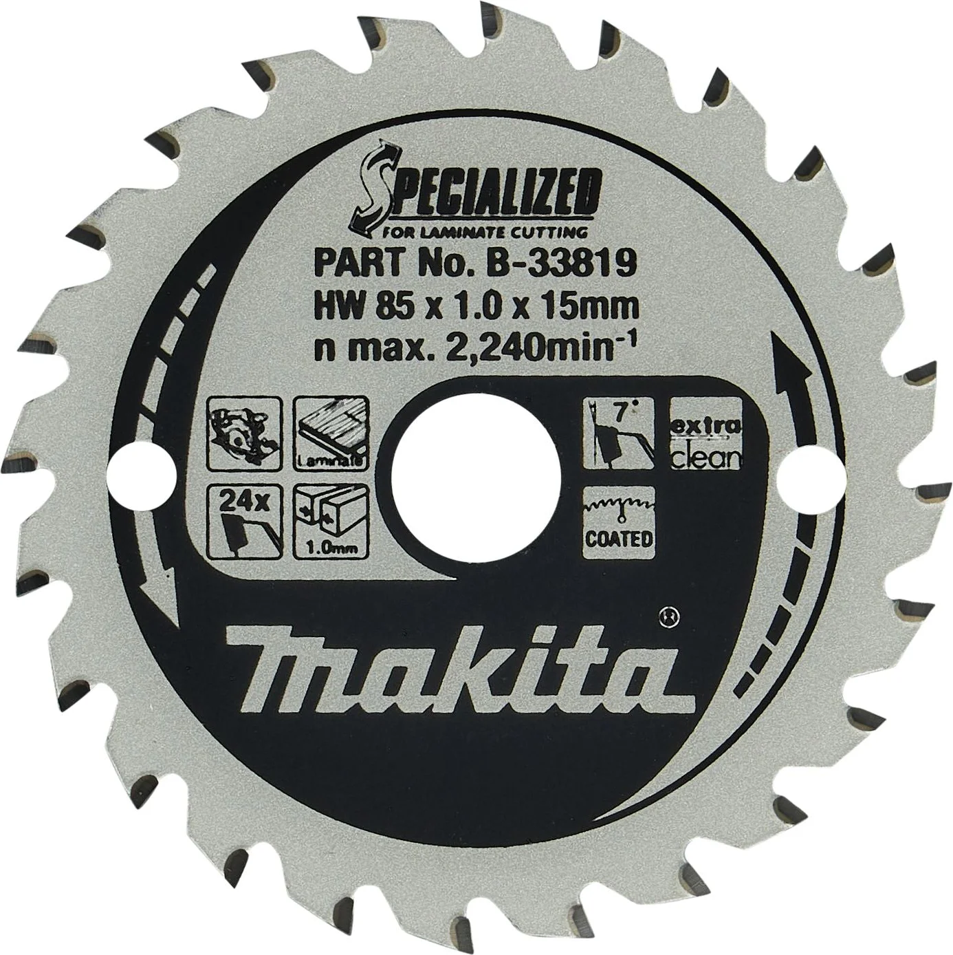 Makita Cirkelzaagblad voor Laminaat | Specialized: Gemelamineerd | Ø 85mm Asgat 15mm 24T - B-33819